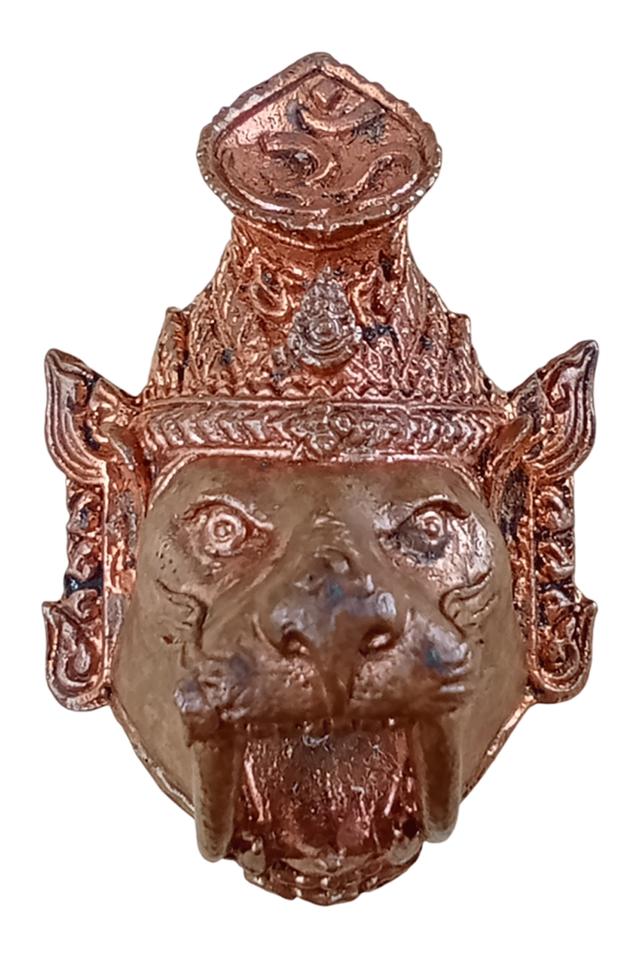 เศียรฤาษีปู่เสือรุ่นแรกหลวงปู่แสนวัดบ้านหนองจิกศรีสะเกษเนื้อทองแดงฝังพลอยตระกรุดพร้อมกล่องเดิม