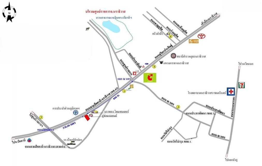 ที่ดินนราธิวาส ใจกลางเมือง เนื้อที่ 53 ตารางวาราคาคุญกันได้ 5