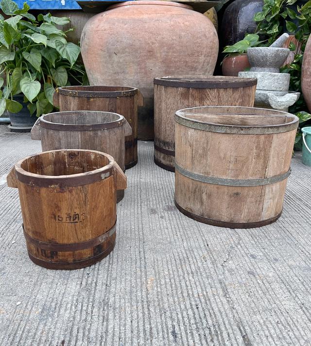 ถังไม้ตวงข้าวเปลือก ถังไม้ตวงข้าวสาร ถังไม้ตวงข้าวโบราณ ขนาด 5 ถึง 40 ลิตร แท้