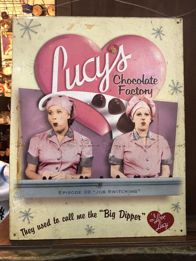 Vintage Tin Metal Sign - Lucys Chocolate Factory  1