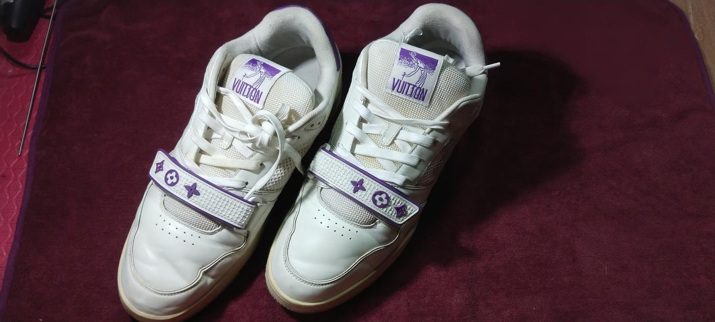 louis vuitton white/purple leather and mesh lv trainer sneakers 1