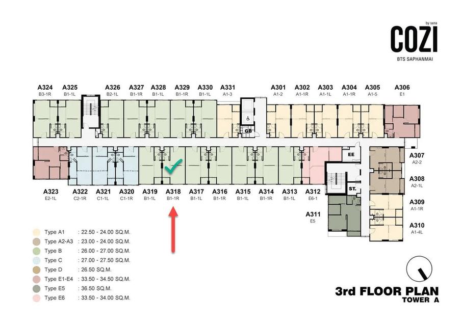 ขายดาวน์ คอนโด โคซี่ บีทีเอส สะพานใหม่ ห้อง 26 ตรม. วิวสวน พร้อมอยู่สิ้นปี 2569 1