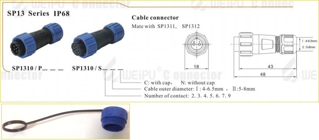 Connector WEIPU  SP13 and SP21 3