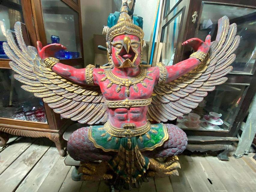 พญาครุฑไม้แกะ ครุฑไม้องค์ใหญ่ ขนาด120ซม