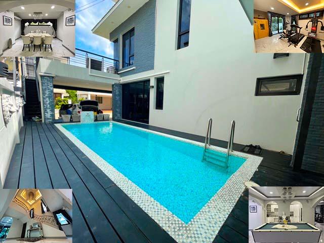 ให้เช่าคฤหาสน์หรู PoolVilla แอร์9ตัว 4นอน ลดราคาครึ่ง จากแสนบาท ครัวฝรั่ง ครัวไทย ซาวน่า ให้เช่า 2ชั้น 121 ตารางวา 511 ต 3