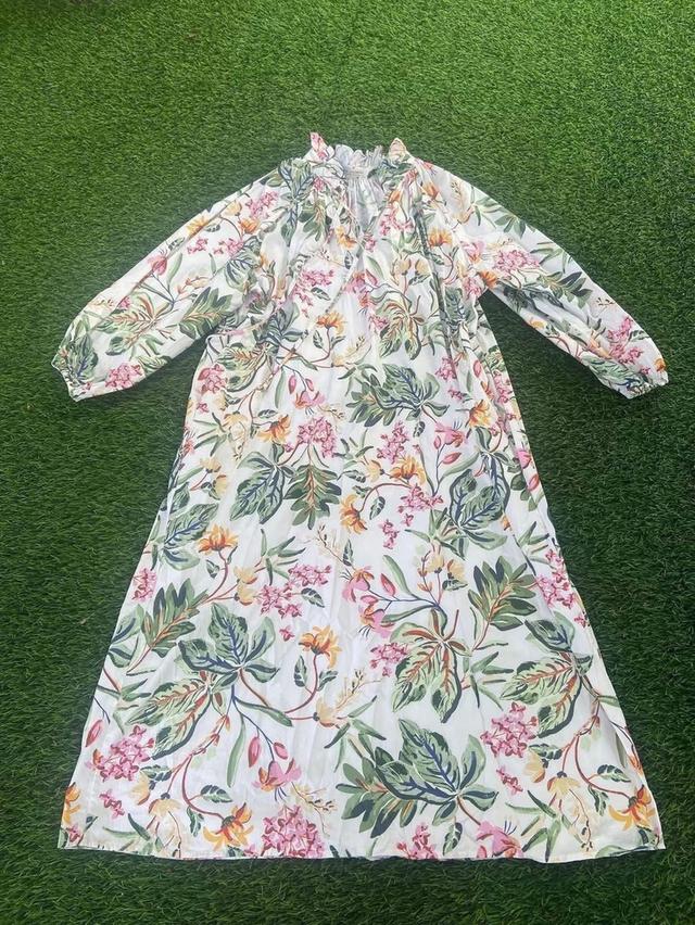 เดรสลายดอกผ้าอินเดียตัวยาว