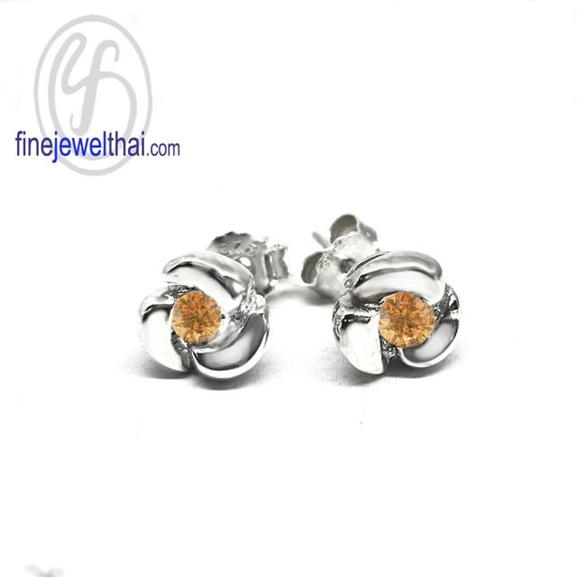 Finejewelthai ต่างหูซิทริน พลอยแท้ พร้อมใบรับรอง E1052ct