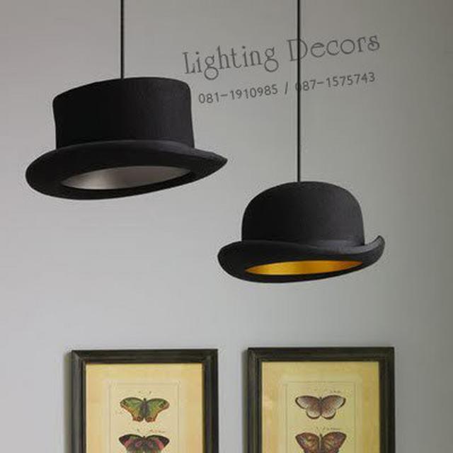 รูป โคมไฟแขวนเพดานรูปหมวก โคมไฟหมวกมน โคมไฟหมวกแบน ขายโคมไฟปลีก - ส่ง  1