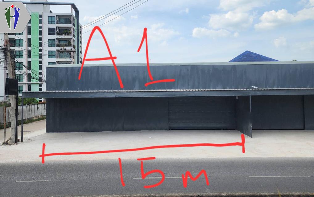 ให้เช่า โกดัง ขายของ ออฟฟิศ หรือ เปิดร้านได้ ถนนเลียบทางรถไฟ นาเกลือ - โกดังให้เช่า หน้ากว้าง 15 เมตร สูง 5 เมตร  พื้นที่ : 220 ตรม.  - 1 ชั้น สามารถท 3