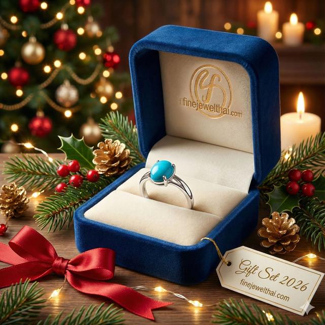 Finejewelthai แหวนเทอร์ควอยซ์ แหวนพลอยประจำเดือนเกิด R1039