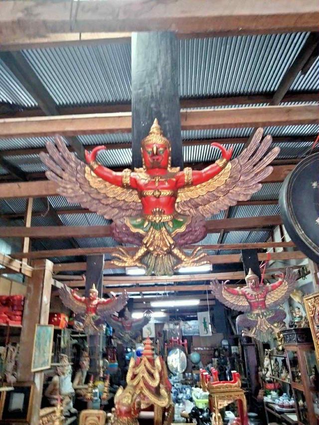 พญาครุฑไม้สัก ครุฑไม้สัก ขนาด1เมตร ครุฑไม้แกะสลัก