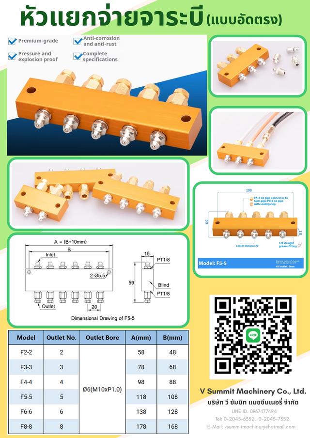 Manifold,B Type,Adjustable Distributor,ตัวแยกน้ำมัน,ตัวจ่ายน้ำมัน,หัวจ่าย จารบี จาระบี,แผงจ่ายน้ำมัน,แปรง,Brush,แปรงป้ายโซ่,YOKOHAMA,Flexible Hose 18