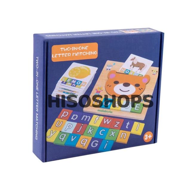 TWO IN ONE LETTER MATCHING ของเล่นไม้จับคู่ตัวอักษรไม้ 2-in-1 เสริมทักษะภาษาอังกฤษ พร้อมการ์ดภาพ สำหรับเด็กเล็กวัยเรียนรู้