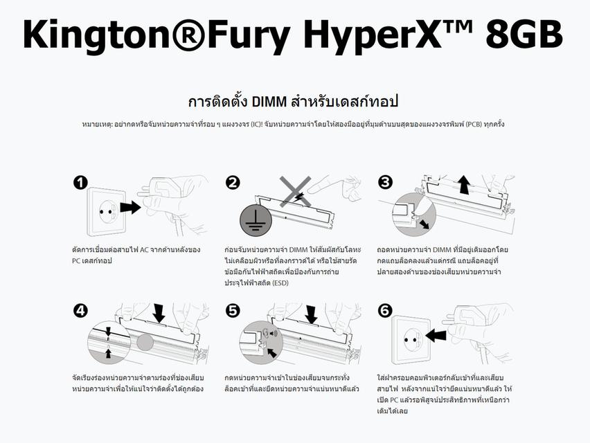หน่วยความจำสำหรับคอมพิวเตอร์ Kington®Fury HyperX™ 8GB(8GBx1) DDR3 1600MHz (HX316C10FB/8) RAM For Desktop PC ราคาขาย 470 บาท รวมค่าส่งแบบEMS ทั่วไทย 6