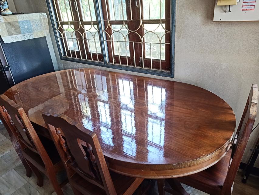 โต๊ะทานข้าวงรีไม้มะค่า 8 ที่นั่ง, เก้าอี้ยาวไม้มะค่า 3