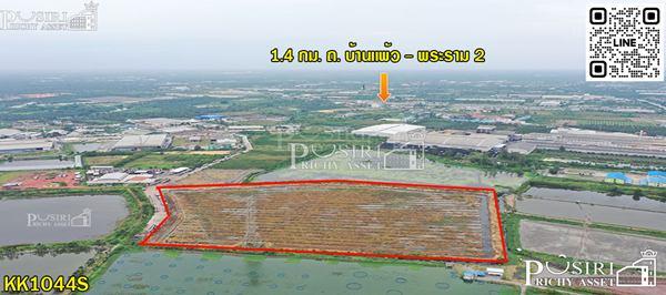 ที่สวยสร้างโกดัง 38 ไร่เศษ หน้ากว้างถึง 200 ม. ติดถนนที่รถเทรลเลอร์เข้าออกสบาย ใกล้ถนนบ้านแพ้ว พระราม 2 คุ้มค่ากว่าที่อื่นๆ - KK1044S 3