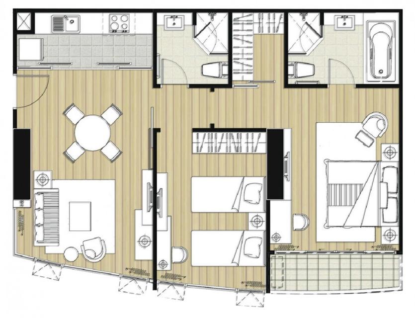 ขาย Le Luk Condominium (เลอลักซ์ คอนโดมิเนียม) 79.13 ตรม 2 ห้องนอน ชั้น 26 ระเบียงทิศใต้ 5