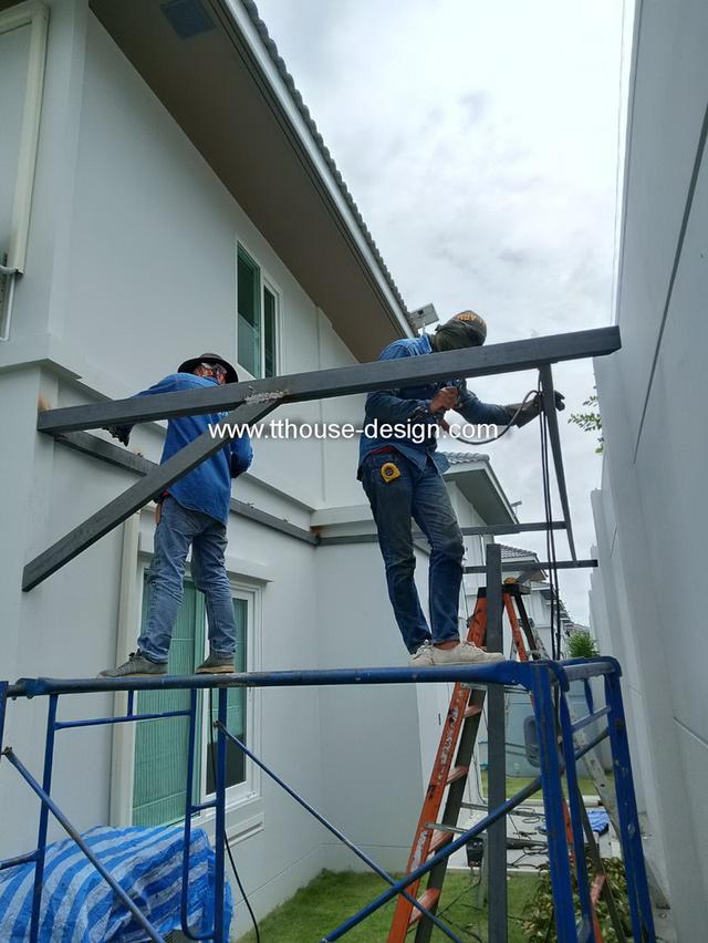 รับเหมา ต่อเติม โครงหลังคากันสาด ต่อเติมห้องครัว เทพื้นปูกระเบื้อง Line dddesign23 รูปที่ 8