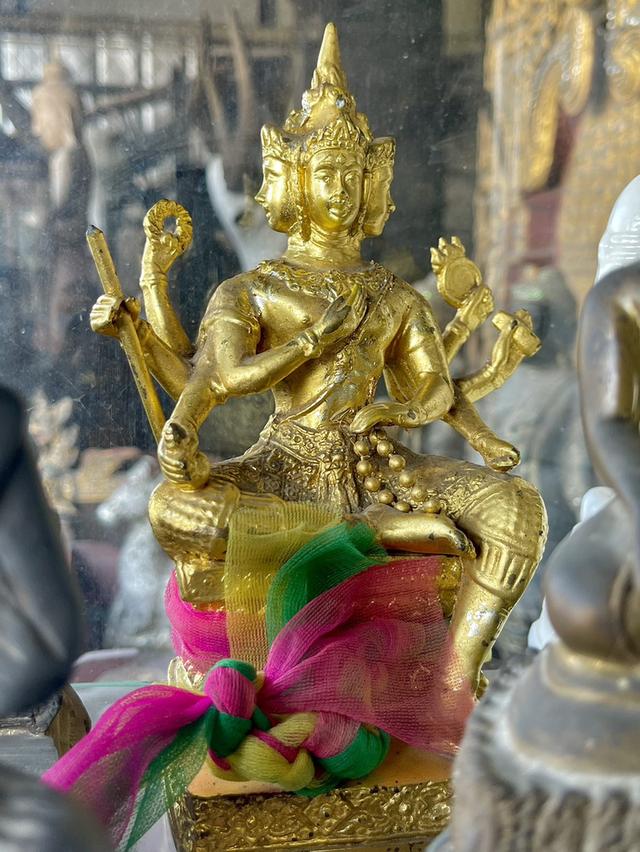 พระพรพรม หน้าตัก4นิ้ว พระพรหมทองเหลือง ปิดทอง พระพรหมเก่า