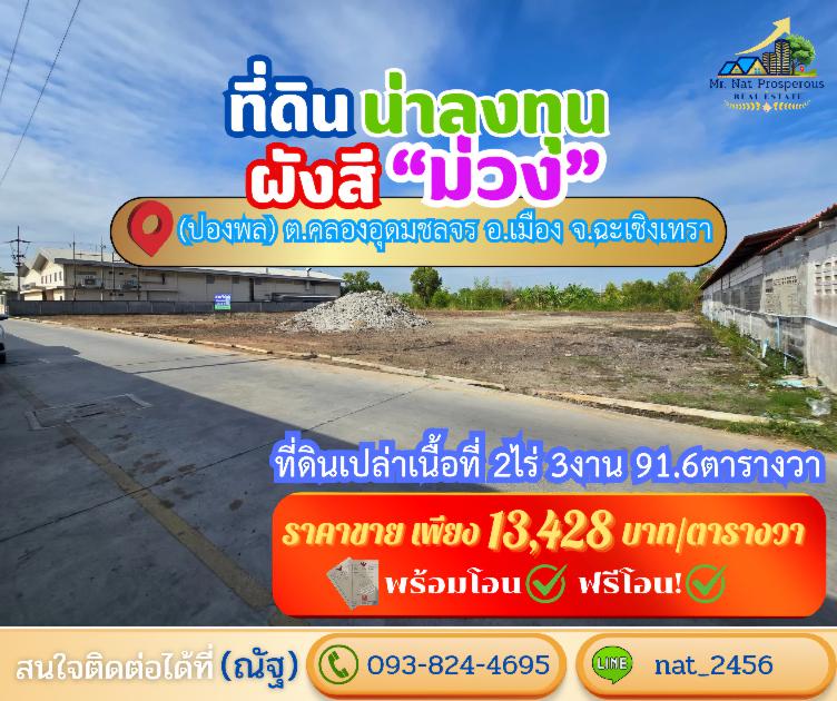 ขายที่ดินฉะเชิงเทรา ที่ดินผังสีม่วง ทำเลศักยภาพใกล้สุวรรณภูมิ ในเขตเศรษฐกิจพิเศษEEC 6