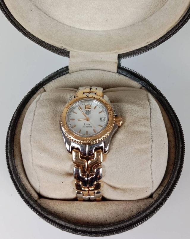 TAG Heuer Ladies SS/18k Gold WT1455 DW7002 Mother of Pearl Link Watch พร้อมกล่องแท้