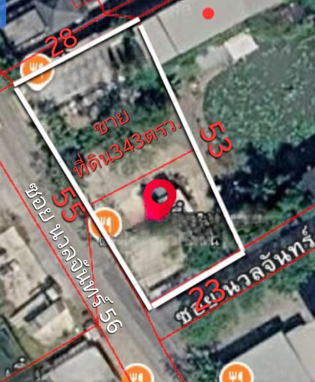 ขายที่ดิน 343 ตรว.ถมแล้ว ติดถนนซอยนวลจันทร์56 ทำเลดี เข้าออกได้หลายทาง ใกล้ถนนเลียบทางด่วนเอกมัยรามอินทรา 1