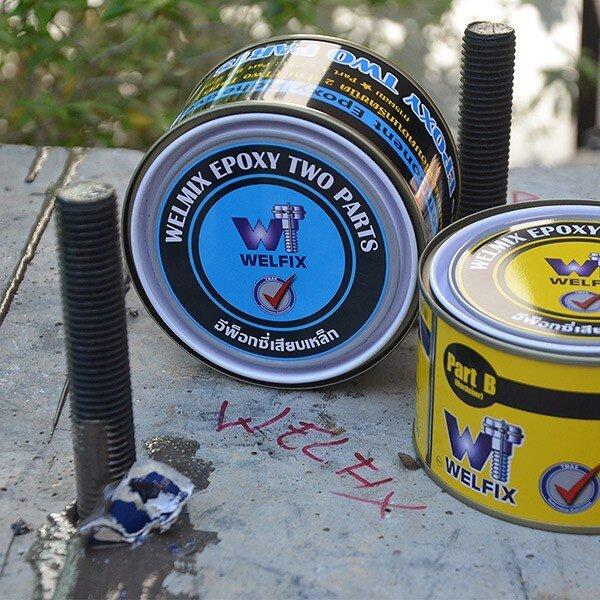 กาวอีพ็อกซี่ AB Welfix Epoxy 2 part น้ำยาเจาะเสียบเหล็ก กาวเสียบเหล็ก สำหรับงานเสียบเหล็กและเชื่อมประสาน ติดเหล็ก 2กิโล 3