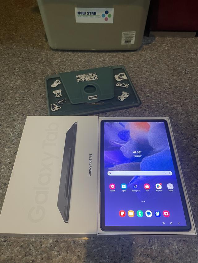 ขายSamsungTabS7FEสีMystic Gray64กิ๊กใส่ซิมได้ยกกล่องจอขาวจั๊วไม่มีเบรินถูกๆ