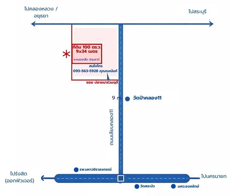 ขายที่ดิน เลียบคลอง 11 อ.หนองเสือ จ.ปทุมธานี 1