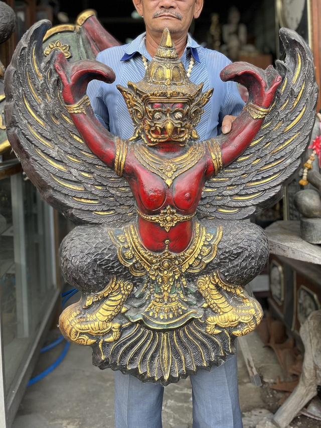 พญาครุฑเก่า ครุฑหน้าดุ ขนาด80ซม ครุฑหน้าศาล 9