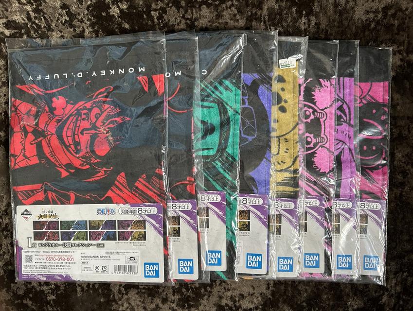 (ยกเซต 8 ลายครบชุด) ผ้าขนหนู One Piece Ichiban Kuji Duel Memories รางวัล I - มือ 1 ของแท้ JP