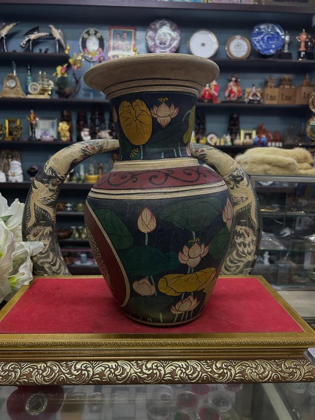 แจกันดินเผาเขียนลายไทย 2