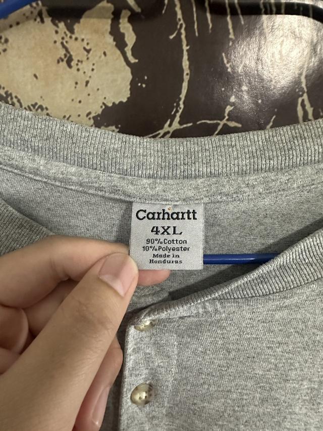 Vintage Carhartt Original Henley Heathered Gray Single Pocket Shirt 3