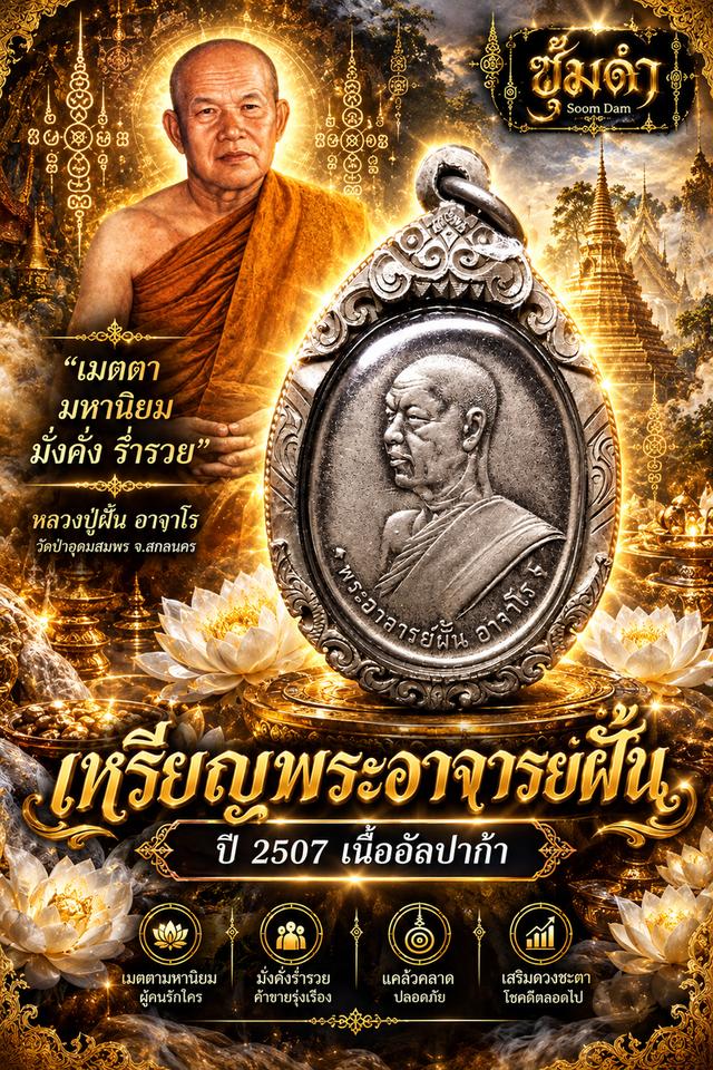 🔥เหรียญพระอาจารย์ฝั้น ปี 2507 เนื้ออัลปาก้า