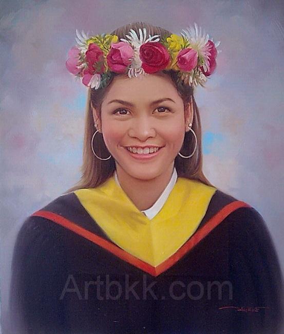 ภาพวาดของขวัญวันรับปริญญานิสิตนักศีกษาใส่ชุดครุย 8