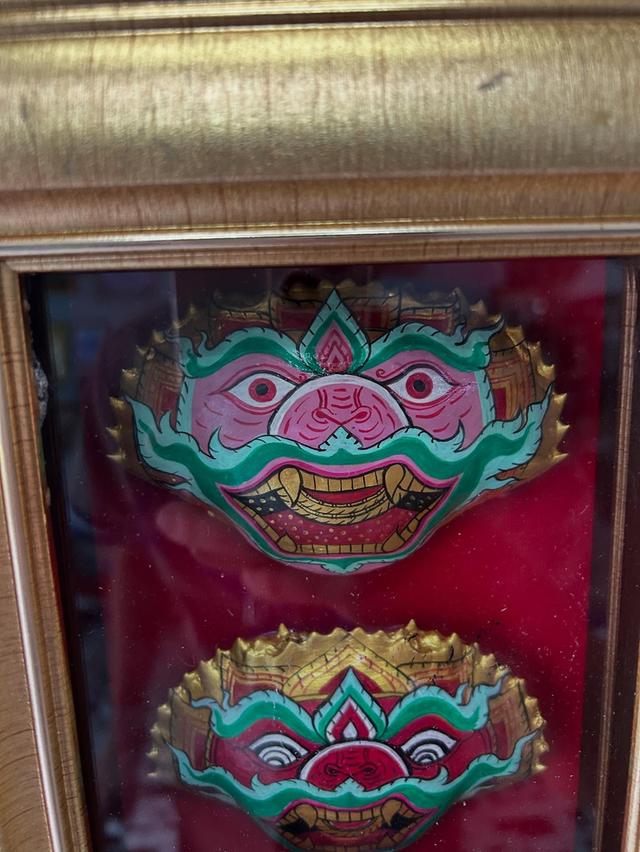 ภาพเขียนหนุมาน  ภาพเขียนศิลปะบนกระดองปู พร้อมกรอบไม้เก่า 6