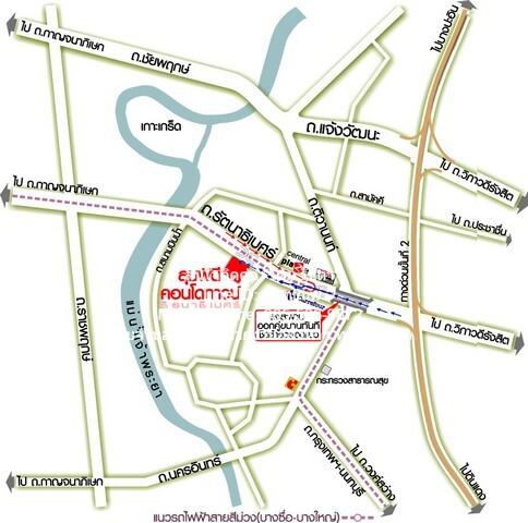 CONDO. ลุมพินี ทาวน์ รัตนาธิเบศร์ 1200000 THB 1BR 37Square Meter ใกล้กับ รถไฟฟ้า MRT ส่วนต่อขยาย (สายสีม่วง) สะอาดปลอดภั 2