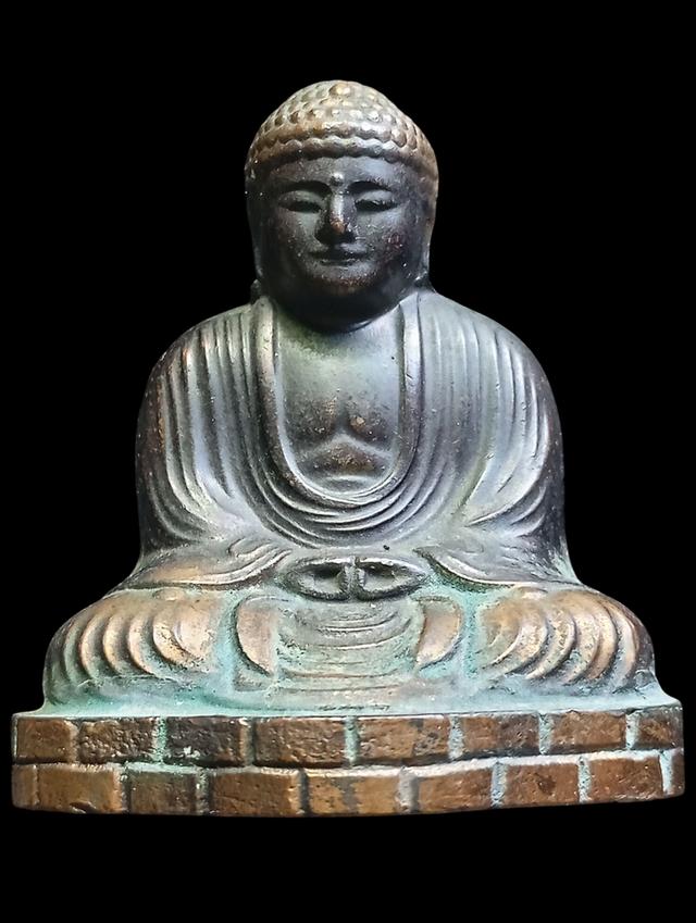 เปิดพระพุทธรูปเนื้อสัมฤทธิ์ เก่าคามามุระ  ประเทศญี่ปุ่น มีตราประจำตระกูลตอกด้านใต้ฐานชอบทักได้ครับ