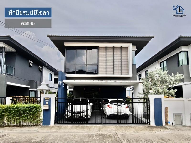 LM23-0400 ขายบ้านแฝด 2 ชั้น ใกล้ทางด่วน บ้านฟ้าปิยรมย์นีโอลา คลอง6 พื้นที่ 38.1 ตรว 4นอน 3น้ำ หน้าบ้านทิศใต้