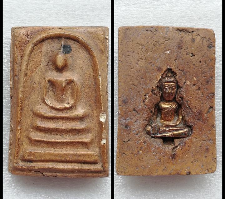 สมเด็จพิมพ์ฐาน9 ชั้นอกV พิมพ์ชฎาพรหมเกศ ขรัวโตพิมพ์ 3 บาตร สมเด็จ หลังฝังพระยอดธง 10