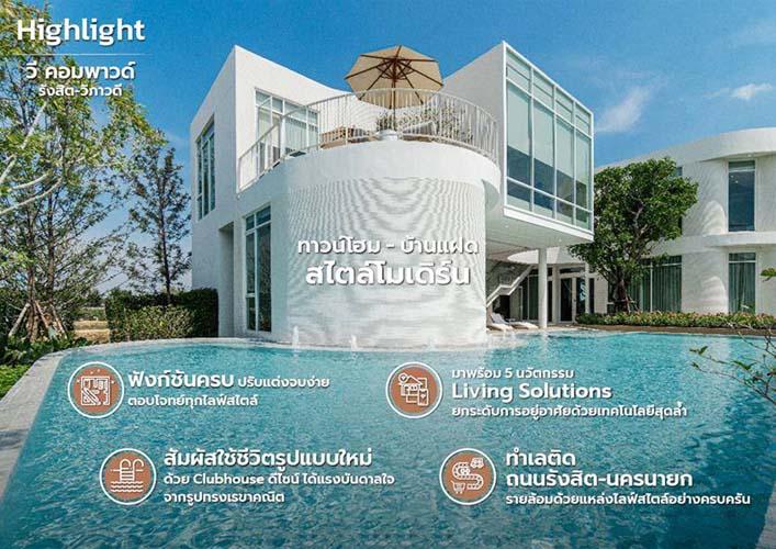 H-111 : บ้าน 36.1 ตร.วา วี คอมพาวด์ รังสิต-วิภาวดี ถ.รังสิต-นครนายก คลองสาม 16