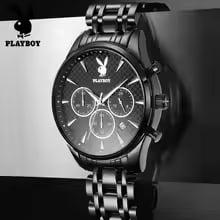 นาฬิกา PLAYBOY นาฬิกาข้อมือผู้ชายกันน้ํา สายสแตนเลสเรืองแสง มีปฏิทิน หน้าปัดขนาดใหญ่  9
