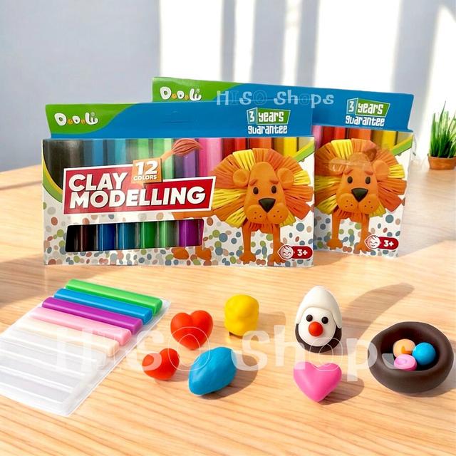 ดินน้ำมัน 12 สี CLAY MODELLING 12 COLORS ปั้นเพลิน สีสด เนื้อนิ่ม ไม่เหนียวมือ เสริมจินตนาการ ฝึกสมาธิได้ดีมาก