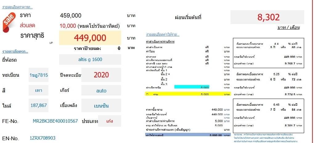 Toyota Corolla Altis 1.6G A/T ปี 2020 12