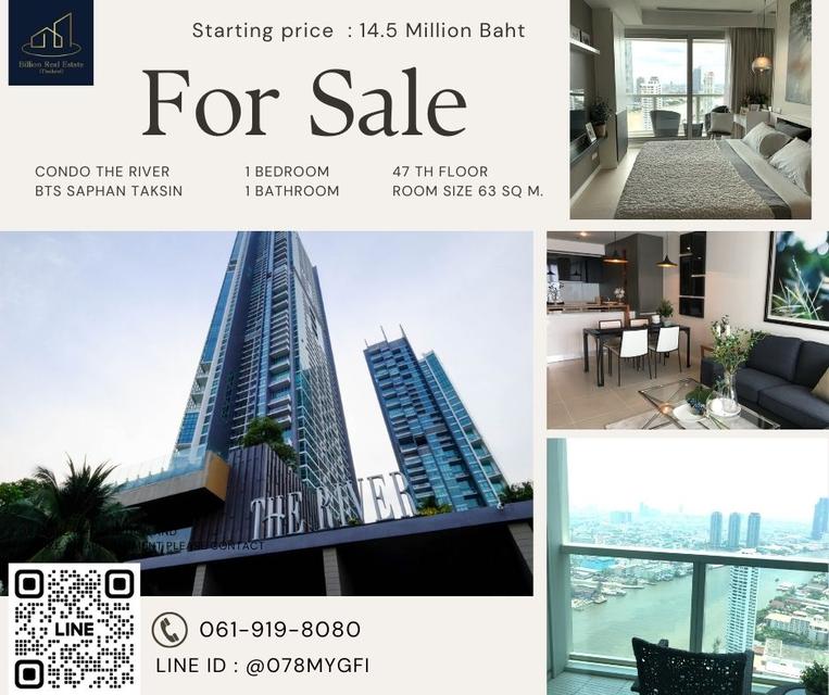 For Sale with tenant "The River Condo" -- 1 Bed 63 Sq.m. 14.5 Million Baht -- Along the most beautiful river in the entire project!