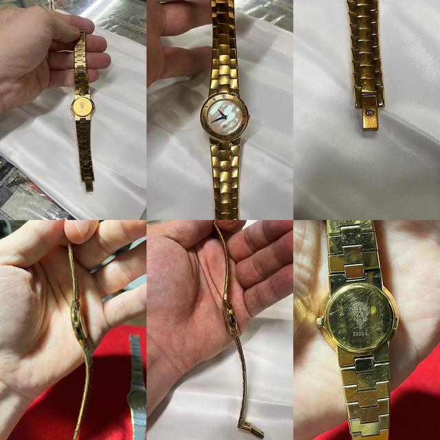 นาฬิกาสวิสควอตซ์ หน้าปัดมุก เคลือบทอง จาก Gucci รุ่น 3300.2.L