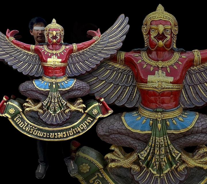 พญาครุฑ ครุฑธนาคารเก่าเก็บสี ขนาด130ซม ครุฑแขวนผนัง 10