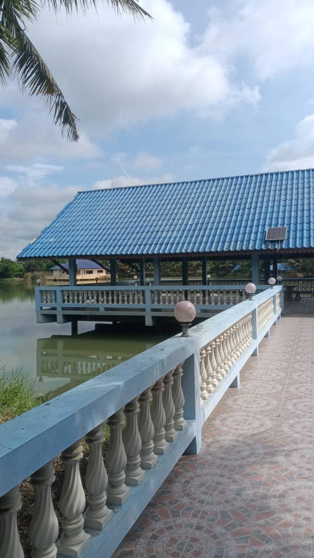 รูป ที่ดิน นครปฐม  สวย พร้อม สิ่งปลูกสร้าง บ้านทรงไทย บ้านกลางน้ำ แพริมน้ำ สวนผลไม้ บ่อปลา ขนาดใหญ่ โทร 0814253207 5
