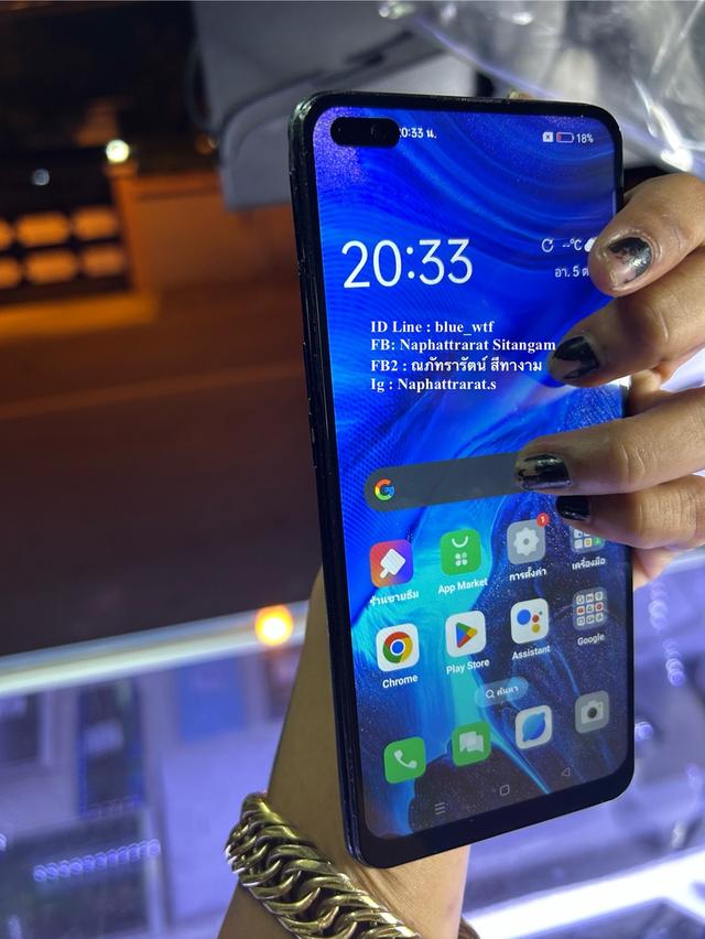 OPPO Reno4 จอ6.4นิ้ว Rom128 Ram8 กล้อง4เลนส์ สปคแรง ใช้งานปกติ ได้ทุกซิม