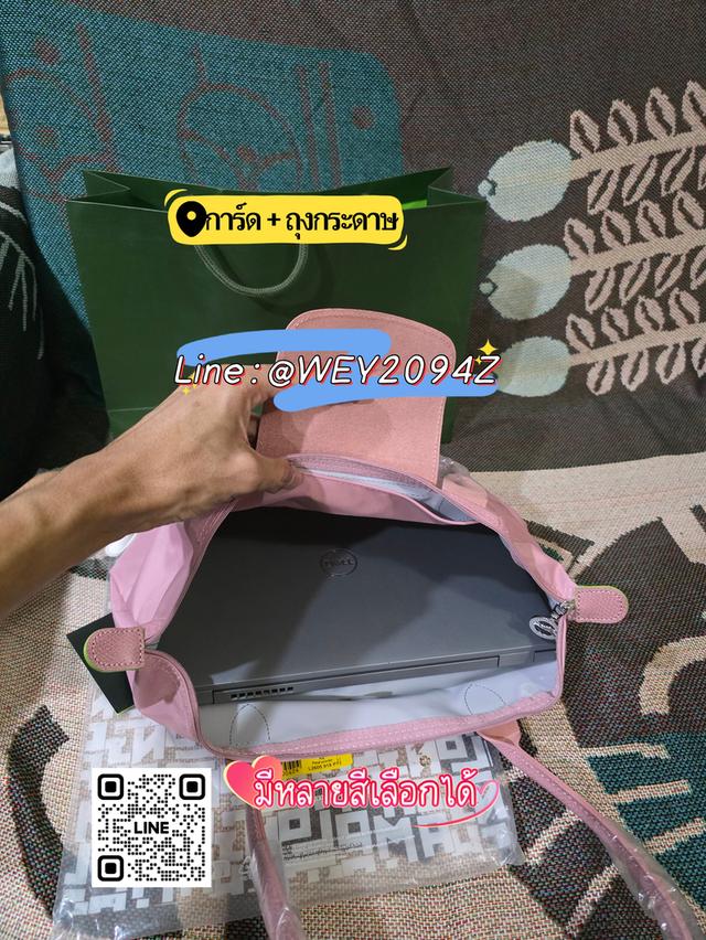 กระเป๋าถือ สะพายไหล่ สะพายข้าง สีชมพู Longchamp Le Pliage Green M Tote bag Petal Pink 12